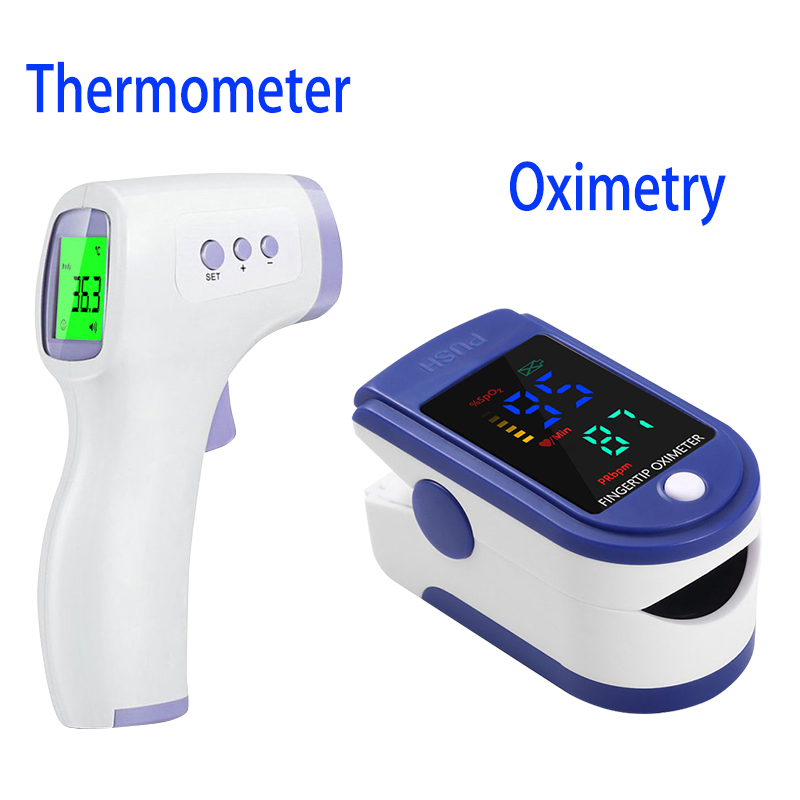 Pulse Oximeter - 医療用赤外線体温計、LEDバックライト付きデジタル表示、非接触式体温計、または指先用ミニパルスオキシメーター、血中酸素濃度測定器。