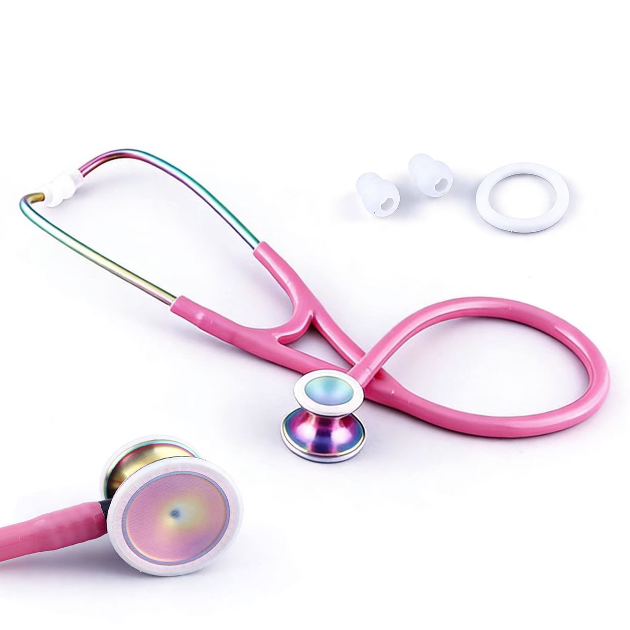 Stethoscope - クラシックなレインボー柄の、携帯用でプロフェッショナルな、かわいらしいデザインの臨床用聴診器。看護師、医師、学生向けの健康診断ツール。D2