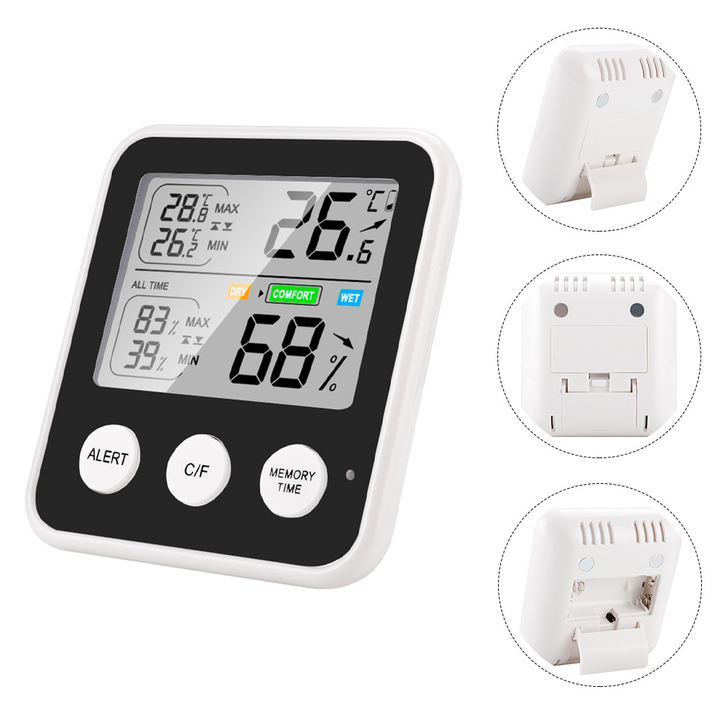 Thermometer Digital - 小型デジタル温湿度計、ABS製電子部品、倉庫、寝室、オフィスでの屋内温度・湿度測定用。