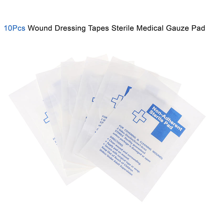 防水ガーゼパッド10枚入り、非粘着性、応急処置キット用、傷口 - Medical Tape のレビューと価格